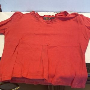 NWOT & Vintage Route 66 Salmon Colored T-shirt with Ruffled Collar and Sleeves